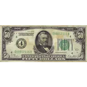 $50 1928  Small Size $50 Federal Reserve Notes 2100-D