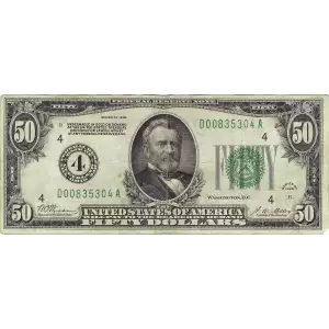 $50 1928  Small Size $50 Federal Reserve Notes 2100-D