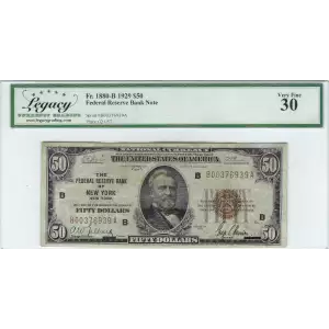 $50 1929 brown seal Small Federal Reserve Bank Notes 1880-B