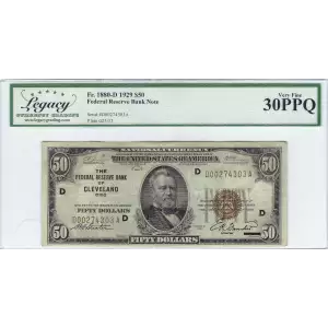 $50 1929 brown seal Small Federal Reserve Bank Notes 1880-D