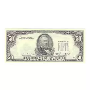 $50 1985 blue-Green seal. Small Size $50 Federal Reserve Notes 2122-B