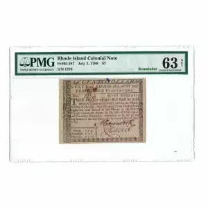 $7 July 2, 1780  COLONIAL CURRENCY RI-287 (2)