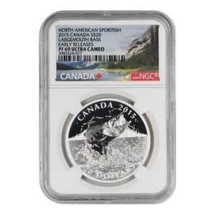 Canada 1 oz Silver North American Sportfish Largemouth Bass (2)