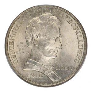 Classic Commemorative Silver--- Illinois Centennial 1918 -Silver- 0.5 Dollar