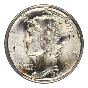 Dimes---Winged Liberty Head or Mercury 1916-1945 -Silver- 1 Dime (3)