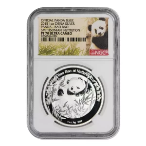 Official Panda Issue 2 oz High relief China Silver Panda - Bao Bao Smithsonian Institution 