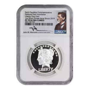 Saint-Gaudens Commemorative National Park foundation Liberty One Cent 1 oz silver private issue