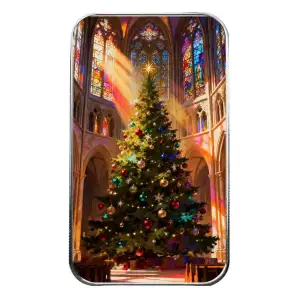 Scottsdale Mint Cathedral Christmas Tree 1 oz Silver Colorized Bar [DUPLICATE for #564564] (2)