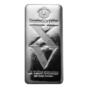 Scottsdale Mint XV 15th Anniversary 15 oz Silver Bar 999 Silver Bar	 (2)