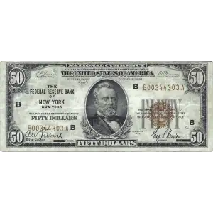$50 1929 brown seal Small Federal Reserve Bank Notes 1880-B