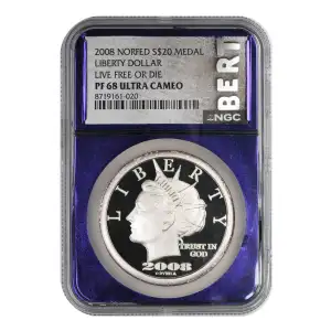 2008 NORFED LIBERTY DOLLAR LIVE FREE OR DIE ULTRA CAMEO
