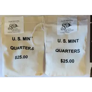 2002- P.D. State Quarters Louisiana $25 U.S. Mint Sewn Bags