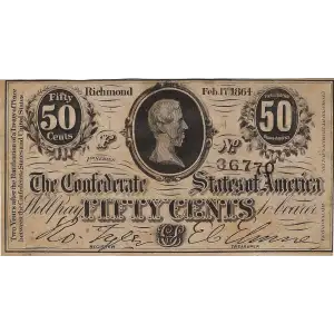50 cents   Issues of the Confederate States of America CS-63
