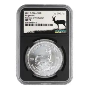 2021 South African Krugerrand Silver 1 oz NGC MS-70 First day of Production