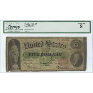 $5 Series 2-59 at upper left Type 1 Legal Tender Issues 61a