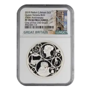Great Britian Queen Victoria Birth 200th Anniversary 2 oz Sterling Silver (2)