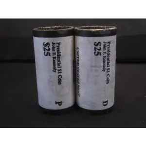 2015 John F. Kennedy Presidential Dollar P&D U.S. Mint Rolls