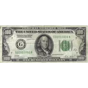 $100 1928-A.  Small Size $100 Federal Reserve Notes 2151-G