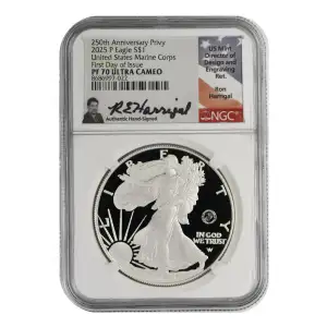 2025 P U.S. Marine Corps First Day of Issue 250th Anniversary Privy ULTRA CAMEO