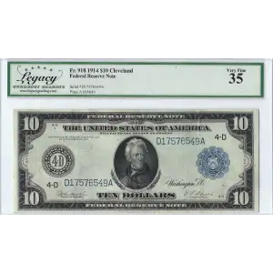 $10 1914 Blue Seal Federal Reserve Notes 918