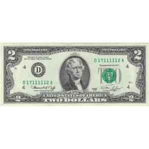 $2 1976 Green seal Small Size $2 Federal Reserve Notes 1935-D