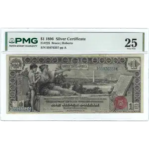 $1 1896 Small Red with rays Silver Certificates 225