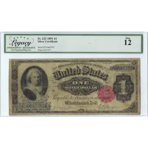 $1 1891 Small red, scalloped Silver Certificates 223