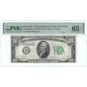 $10 1934-C.  Small Size $10 Federal Reserve Notes 2008-B