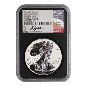 2021 W Heraldic Eagle T-1 First Day of Issue Silver Design Set
