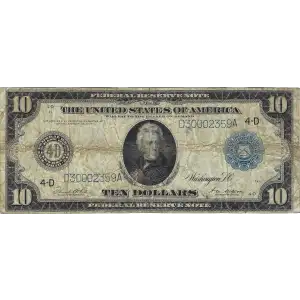 $10 1914 Blue Seal Federal Reserve Notes 919A