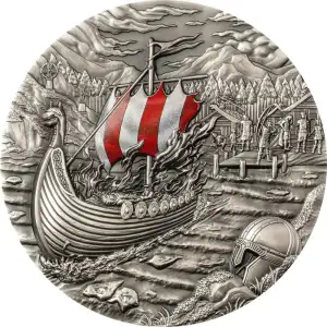 2021 2 Oz $10 Palau Silver Vikings Rites of Passage - Afterlife Series Antique Finish Coin (2)