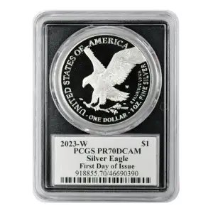2023-W $1 Silver Eagle First Day of Issue Emily Damstra Flag, DCAM (2)