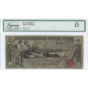 $1 1896 Small Red with rays Silver Certificates 224