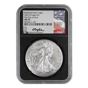 2025 W First Day of Issue Burnished Silver Eagle