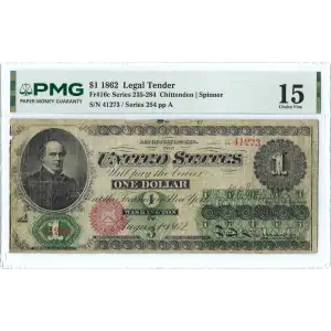 $1 Series 235-284 at right No ABNCo monogram. No green patent date Type 2; Red Seal Legal Tender Issues 16c
