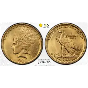 1908 $10 No Motto