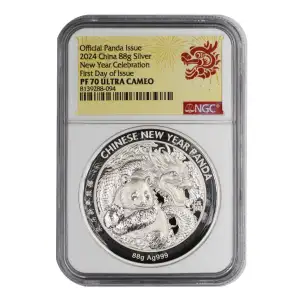 2023 Chinese Silver Panda 88 Grams NGC PF-70 Ultra Cameo, Firat day of Issue New Year Celebration (2)