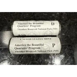 2016 P&D Theodore Roosevelt Park (ND) ATB Quarters BU Mint Rolls
