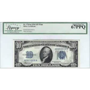 $10 1934 blue seal. Small Silver Certificates 1701m