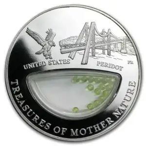 2012 Fiji Silver $1 Treasures of Mother Nature Peridot U.S.