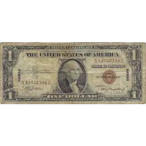 $1 1935-A brown seal Emergency Notes Issued During WW2 2300