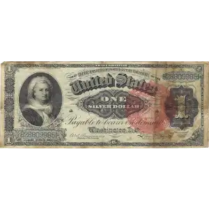 $1 1891 Small red, scalloped Silver Certificates 222