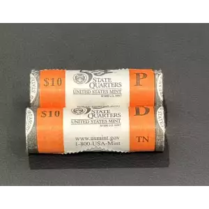 2002 P&D Tennessee State Quarters BU Mint Rolls