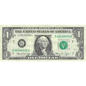 $1 1974 Green seal. Small Size $1 Federal Reserve Notes 1908-G