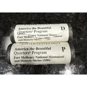 2013 P&D Fort McHenry (MD) ATB Quarters BU Mint Rolls