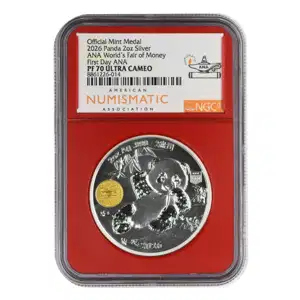 2oz Silver Panada 2026 Pittsburgh ANA NGC MS70 Red Core