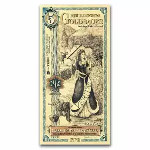 5 New Hampshire Goldback - Aurum Gold Foil Note (24k)