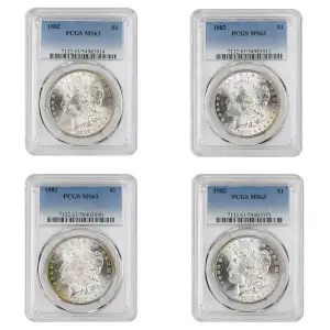 1882-P Morgan Dollar PCGS MS63- Peripheral/Light Toning - Lot of 4