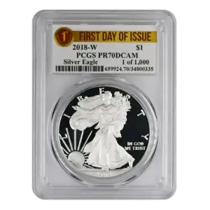 2018-W $1 Silver Eagle First Day of Issue 1 of 1,000, DCAM