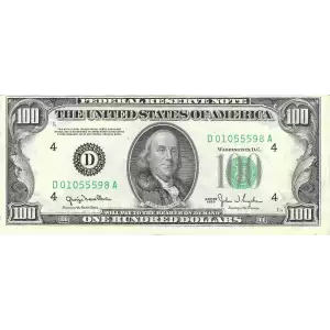 $100 1950  Small Size $100 Federal Reserve Notes 2157-D
